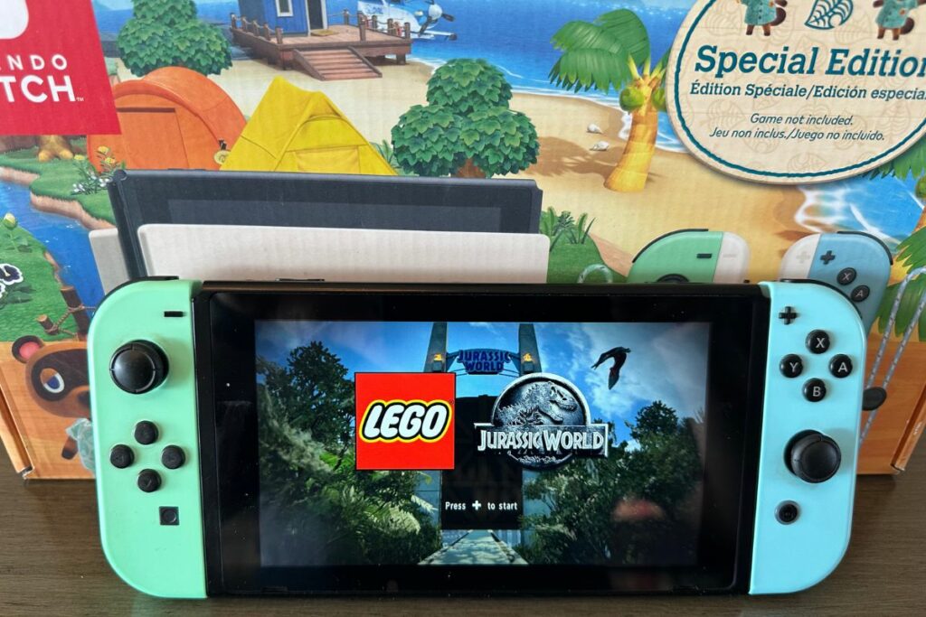 Nintendo Switch With Lego Jurassic World On The Screen