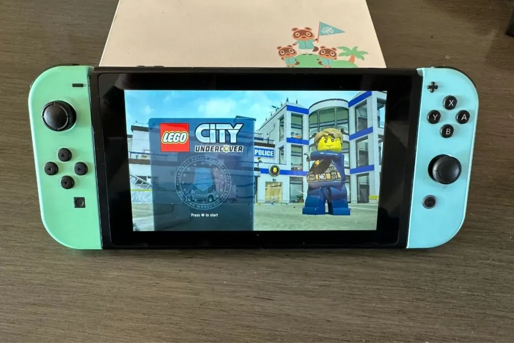 Nintendo Switch with Lego City Undercover on it