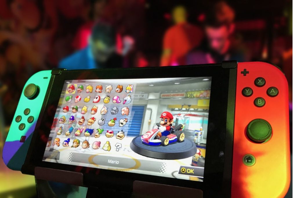 Nintendo switch console with Mario Kart