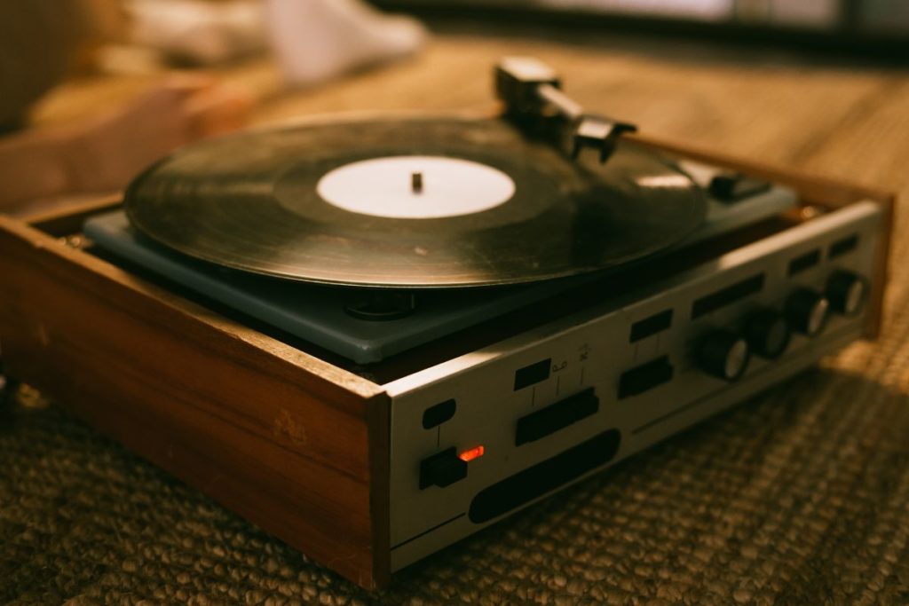 Vinyl record on a turntable