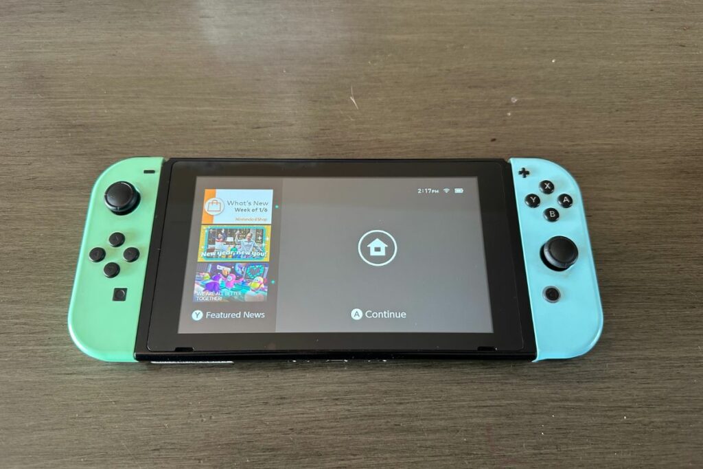 Nintendo Switch Console Showing the Home Screen